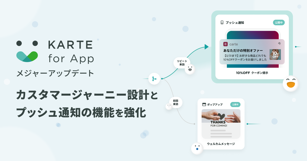 アプリ向けCXプラットフォーム「KARTE for App」、2023年3月にメジャーアップデートを実施。カスタマージャーニー設計とプッシュ通知の機能を強化